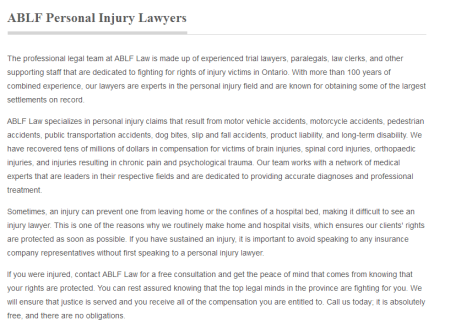 ABLF Personal Injury Lawyer
34 South St
Port Hope, Ontario L1A 1R8
(800) 939-6307

https://ablflaw.ca/port-hope.html
